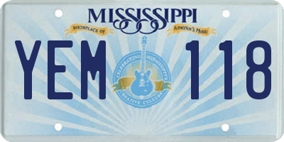 MS license plate YEM118