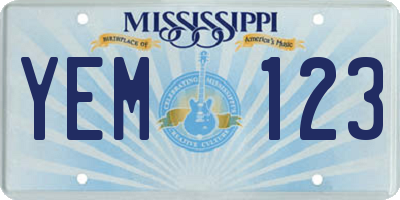 MS license plate YEM123