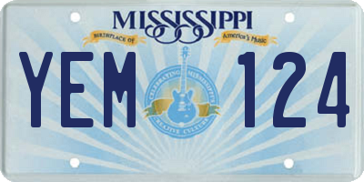MS license plate YEM124