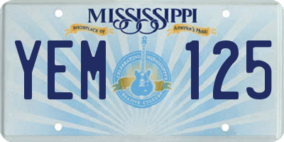 MS license plate YEM125