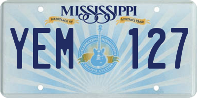 MS license plate YEM127