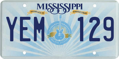 MS license plate YEM129