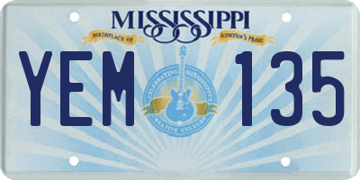 MS license plate YEM135