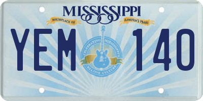 MS license plate YEM140