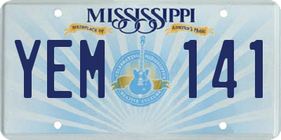 MS license plate YEM141