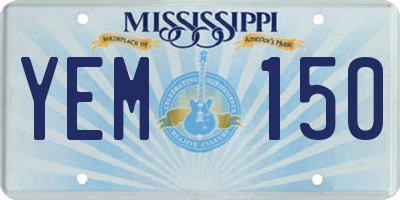 MS license plate YEM150