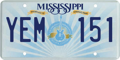 MS license plate YEM151