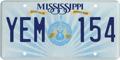MS license plate YEM154