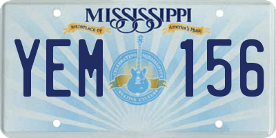 MS license plate YEM156