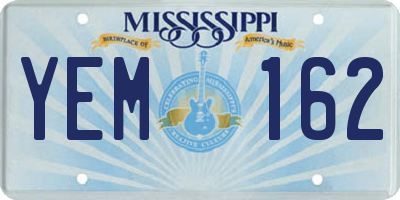 MS license plate YEM162