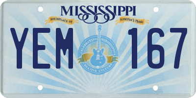 MS license plate YEM167