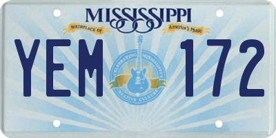 MS license plate YEM172