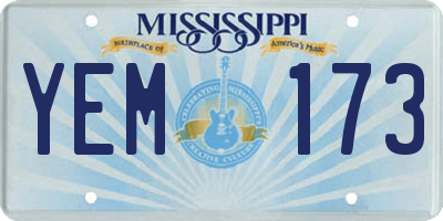 MS license plate YEM173