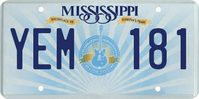 MS license plate YEM181