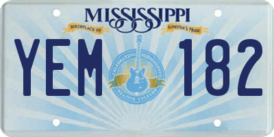 MS license plate YEM182