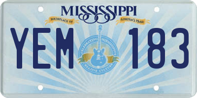 MS license plate YEM183