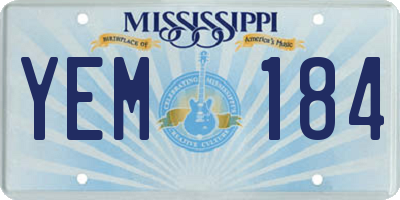 MS license plate YEM184