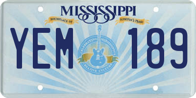 MS license plate YEM189