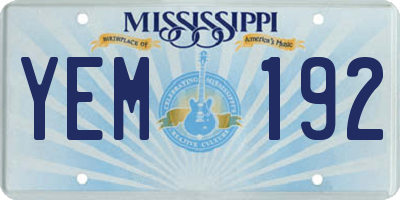 MS license plate YEM192