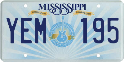MS license plate YEM195