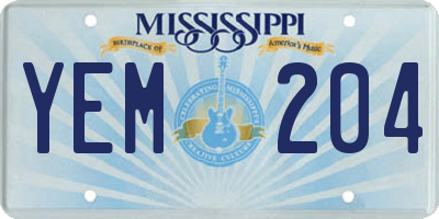 MS license plate YEM204
