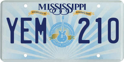 MS license plate YEM210