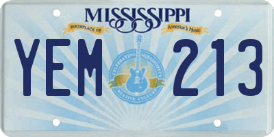 MS license plate YEM213