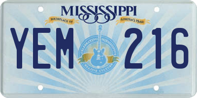 MS license plate YEM216