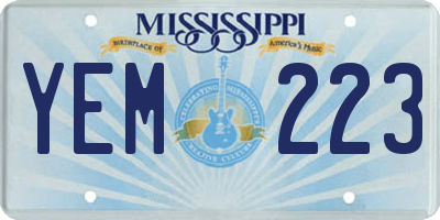 MS license plate YEM223
