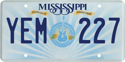 MS license plate YEM227