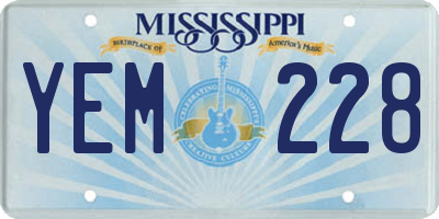 MS license plate YEM228