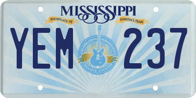 MS license plate YEM237