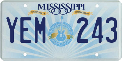MS license plate YEM243