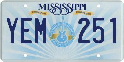 MS license plate YEM251