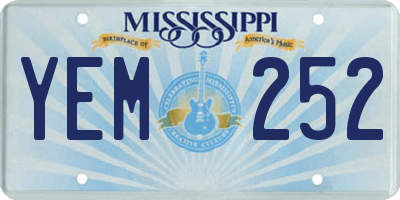 MS license plate YEM252