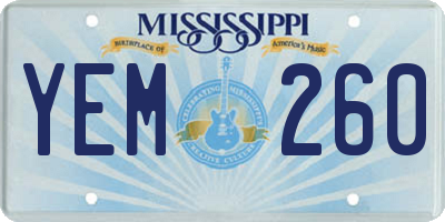 MS license plate YEM260
