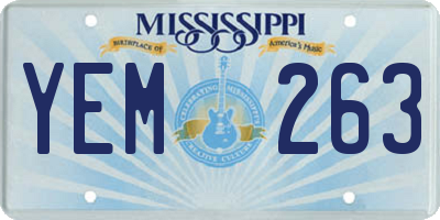 MS license plate YEM263