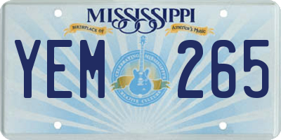 MS license plate YEM265
