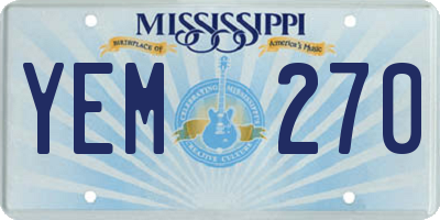 MS license plate YEM270