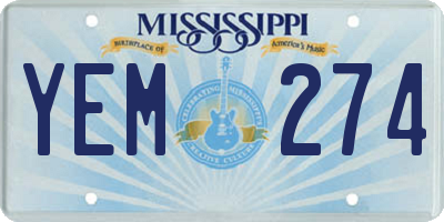 MS license plate YEM274