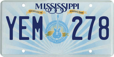 MS license plate YEM278