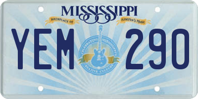 MS license plate YEM290
