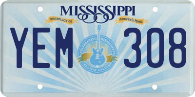 MS license plate YEM308