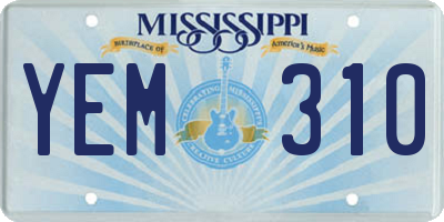 MS license plate YEM310