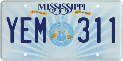 MS license plate YEM311