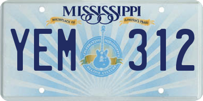 MS license plate YEM312