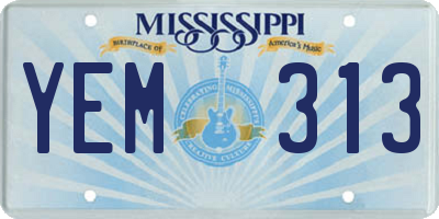 MS license plate YEM313