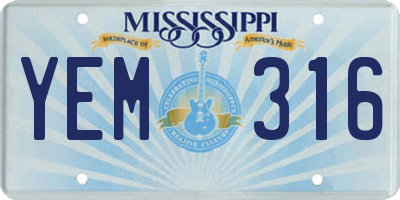MS license plate YEM316