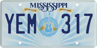 MS license plate YEM317