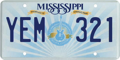MS license plate YEM321